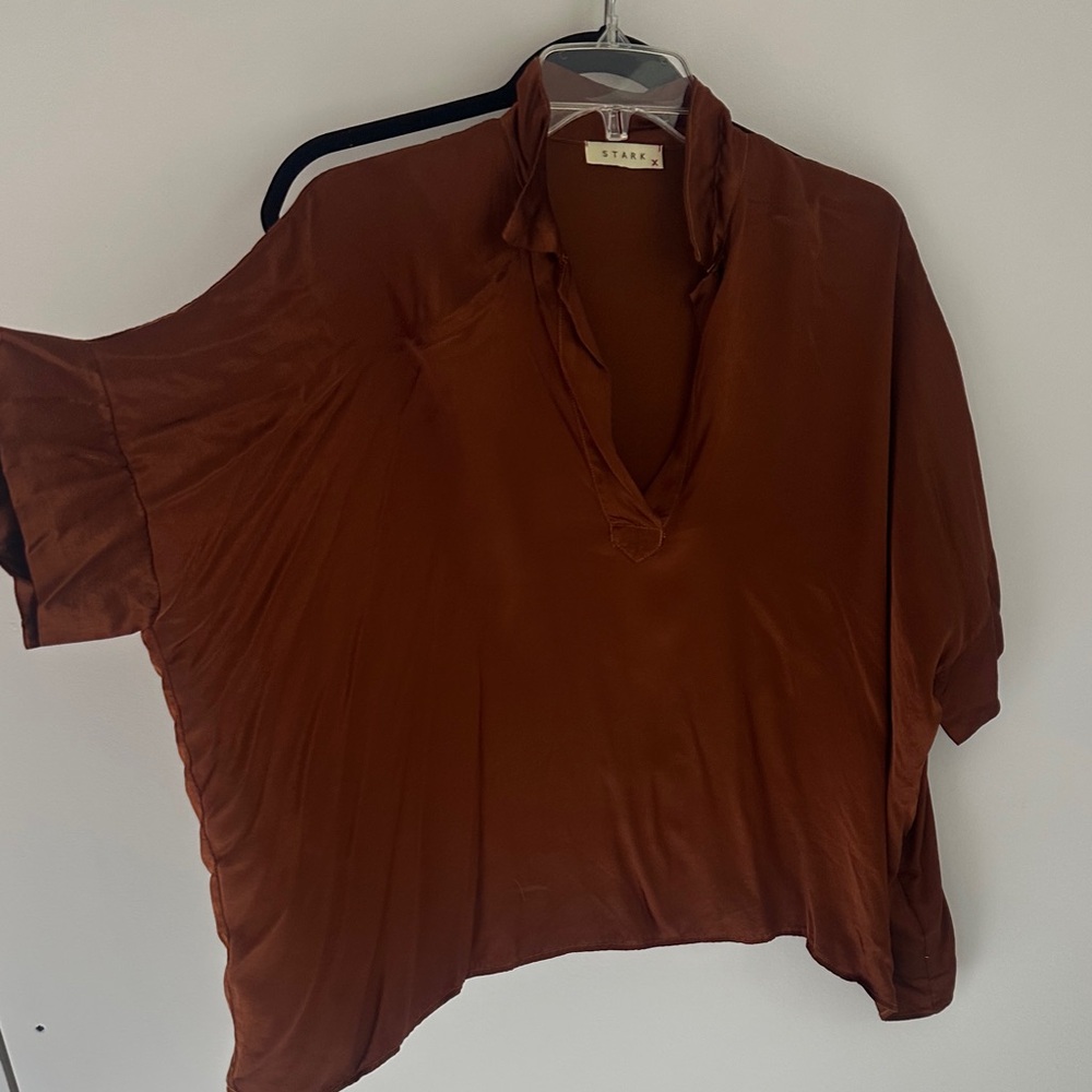 Flowy Silk Women's Brown Top